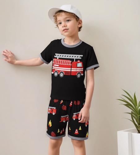 Akyzic Boys Pajamas 100% Cotton Planet Pjs Toddler 2 Piece Short Sleeve Sleepwear Summer Kids Clothes Set 3t-10t2