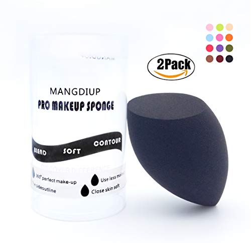 MANGDIUP Cosmetics Beauty Sponge Blender 2Pack - Latex Free And Vegan Makeup Sponge - For Powder, Cream Or Liquid Application (black)