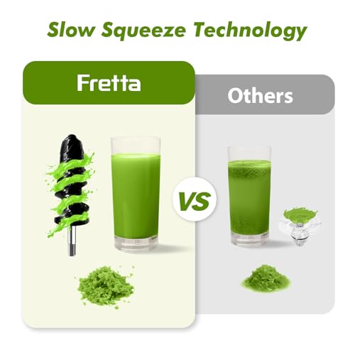 Image of Fretta Juicer Machines, Cold Press Juicer, 3 inch Feed Chute, Easy Clean,200W | Less Prep for Daily Juicing, Soft & Hard Produce, Quiet Morning Use, Reverse Function, Y-Shaped Safer Loading