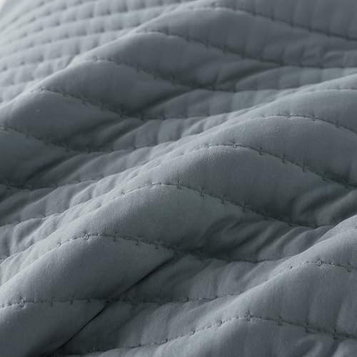 ROARINGWILD Blue King Size Quilt Bedding Sets with 2 Pillow Shams, Lightweight Soft Bedspread Coverlet, Quilted Blanket Thin Comforter Bed Cover for All Season, 3 Pieces, 104x90 inches