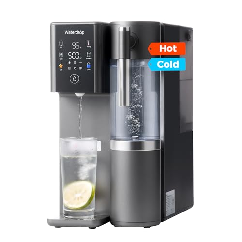 Waterdrop Reverse Osmosis Water Filter System 𝐇𝐨𝐭 𝐚𝐧𝐝 𝐂𝐨𝐥𝐝 Countertop RO System 6 Temperature Settings Portable Pure Water Tank Bottleless Water Cooler Hot Cold Room Water WD-A2