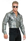 Charades Men's Silver Hologram Costume Disco Shirt, Medium