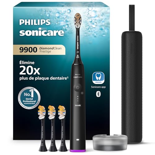 Philips Sonicare - Brosse à dents électrique DiamondClean 9900 Prestige avec technologie SenseIQ et application, 5 modes de brossage, étui de voyage avec...