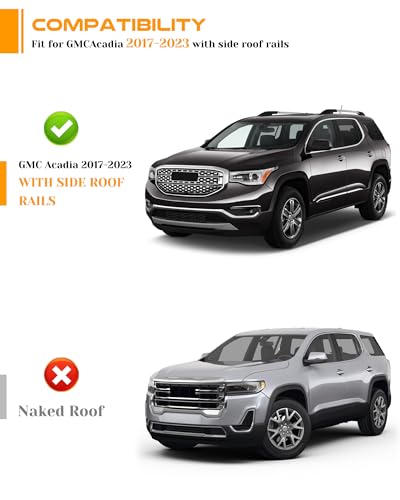 Image of Roof Rack Cross Bars Fit for 2017-2023 GMC Acadia with Side Rails, Easy Install 220 lbs Aluminum Crossbars Cargo Carrier, Rooftop Accessories for Bike Kayak Surfboard Skis Luggage