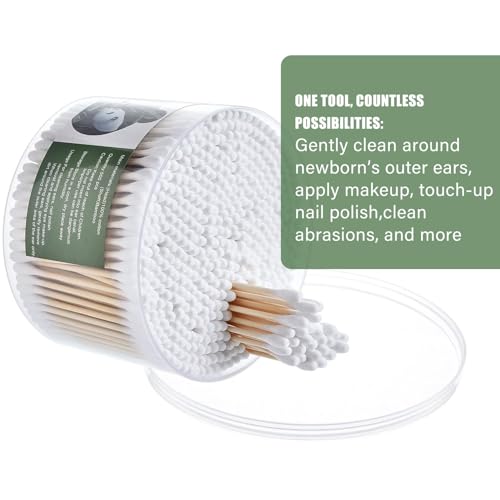 MONCOM 500 Count Double Round Thick Tips Cotton Swabs, Strong Bamboo Sticks | 100% Pure Cotton | Full & Fluffy Qtips | Absorbent Buds For ears & Makeup - Image 4