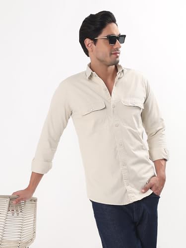 Image of Premium Men Plain Shirt Full Sleeve | Button Down Collar RFD Lightweight Fabric | Regular Fit Casual Wear Shirt with Double Pocket Design