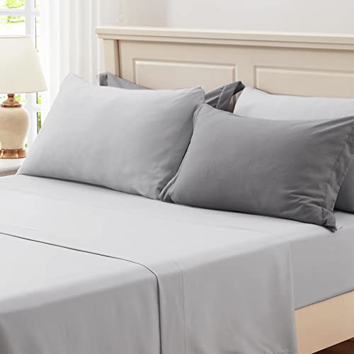 Anluoer Queen Size Bed in a Bag 7 Pieces, Grey Bed Comforter Set with Sheets, All Season Bedding Sets with 1 Comforter,2 Pillow Shams,2 Pillowcases, 1 Flat Sheet,1 Fitted Sheet