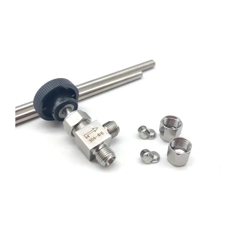 304 Stainless Steel Double Ferrule Needle Valve 6mm 8mm 10mm Gas Path Right Angle Type Globe Valve(8mm)