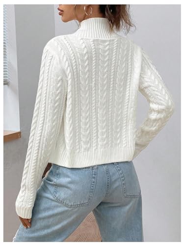 MakeMeChic Women's Cropped Cardigan Sweaters Fall Clothes Long Sleeve Zipper Cable Knit Jacket2