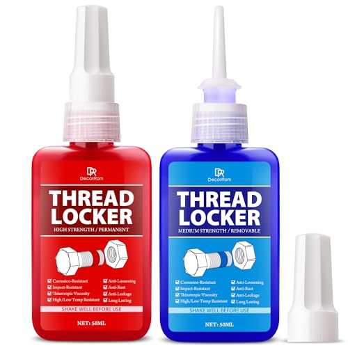 Bloqueo de roscas 50+50 ml – Medio y de alta resistencia extraíble para tornillos, pernos y fijaciones, evita el aflojamiento, fugas, corrosión – Endurecimiento anaeróbico