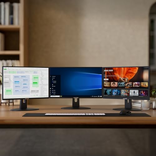 Image of Kado 3-Pack Trio 22 inch Flat Screen 1920x1080 75Hz FHD Computer Monitor | Triple Monitor Setup HDMI Office Gaming Hybrid, VESA Wall Mount Arm Mount Built-in Speakers, Panoramic Display Multi-tasking