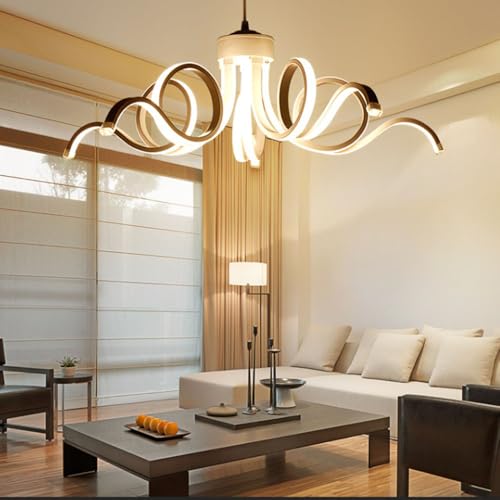 Confozen Lustre LED Design Contemporain 65cm - Plafonnier Moderne Noir en Acrylique Haute Translucidité - Éclairage Salon, Chambre & Salle à Manger -...
