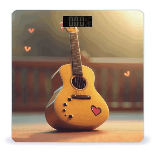 Báscula digital Cute Guitar de vidrio templado para baño miniatura 1