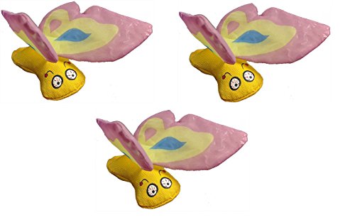 Yeowww! Duckyworld 100% Organic Flower Leaf Catnip Cat Toy Butterflies (3 Toys, Purple)