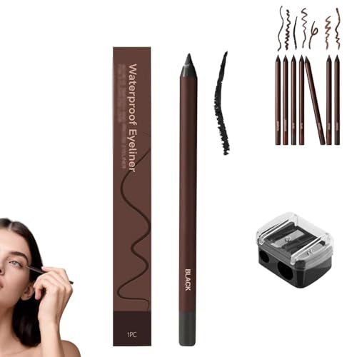 Lápiz delineador de ojos Systemous, delineador de ojos impermeable y afilable, delineador de ojos 2 en 1 y lápices de cejas, sin manchas, decoloración, suave y fácil de colorear (negro)