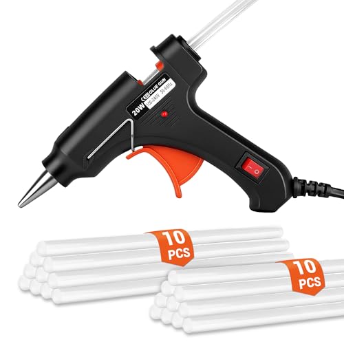Xahpower Pistola Colla a Caldo, 20W Mini Pistola a Caldo con 20 Pezzi 7mm Colla Stick di Colla, Adatto per DIY, Fai da Te, Artigianato, Riparazioni Rapide, Decorazioni Natalizie
