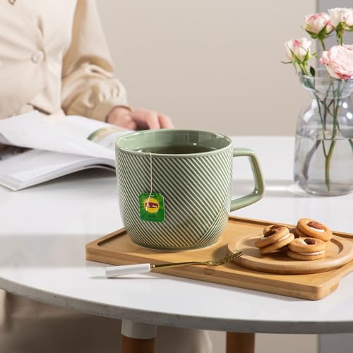 Taza de cerámica extra grande de 32 oz con asa verde miniatura 3