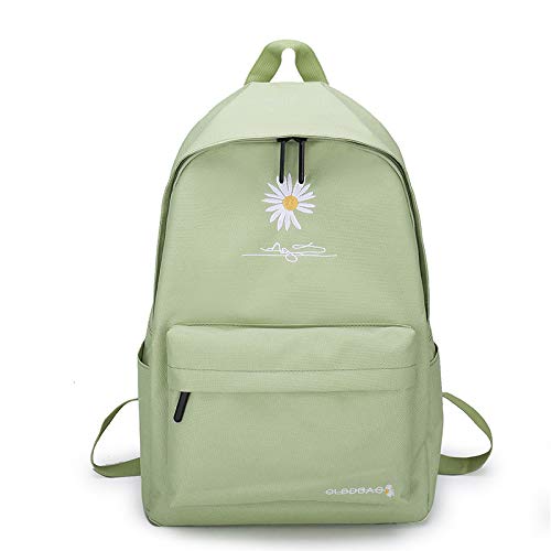 Sac à dos toile résistant à l'usure motif Marguerite grand format vert pour femme