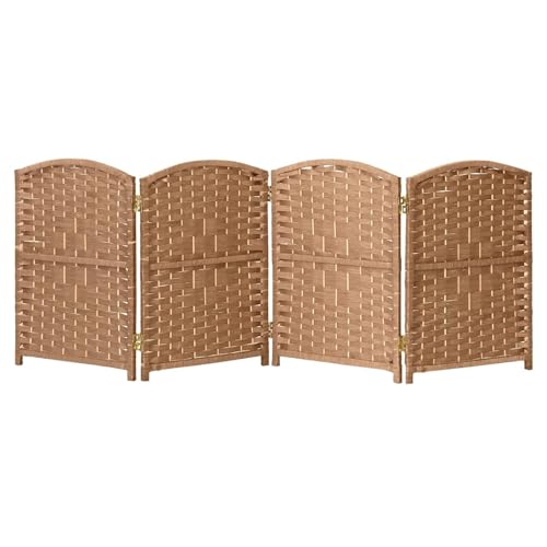Handgefertigter faltbarer Raumteiler aus Korbgeflecht, 4-teilig,...