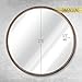 HBCY Creations Large Round Mirror, 27.5 inch Brushed Bronze Wall Mirror with Handcrafted Oil Rubbed Frame, Metal Framed Decorative Hanging Mirror for Both Rustic and Boho Design and Decor