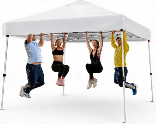 Barnum Toit Incliné 2.4x2.4m Pliable – Tonnelle Pyramidale Oxford 210D + Acier, 4 Sacs De Sable, Hauteur 2,45m (Avant-Toit 1,95m), Jardin Camping Marché