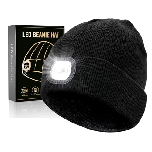LED Beanie with Flashlight, Stocking Stuffers for Adults Men, White Elephant Gifts for Adults, Christmas Gifts for Men Women, Dad Gifts for Men Who Have Everything, Gifts for Dad, Him, Husband