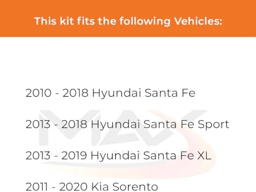 MAX Advanced Brakes - Rear Brake Kit For 2010-2018 Hyundai Santa Fe Sport, Santa Fe XL, 2011-2020 Kia Sorento| Carbon Ceramic Brake and Rotor Kit| Cross-Drilled Brake Rotors