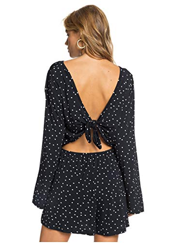 Roxy Women's Pretty Stardust Long Sleeve Romper, Snow White Little Thing, L #TOP4