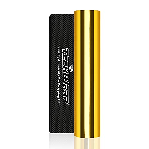 TECKWRAP 11.5'x 60' Chrome Mirror Gold Vinyl Wrap Self-Adhesive Car Sticker Car Wrap Vinyl (Gold)