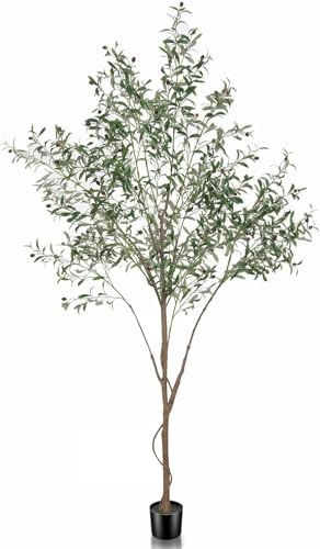 Exotischer getrockneter Blumenstrauß 7ft Sommer gefälschter Olivenbaum, künstlicher Olivenbaum für Heimbüro Haus Wohnzimmer Dekoration Dekoration, Schlafzimmer Dekoration, Esstisch (8ft)