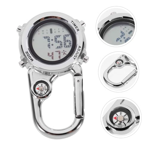 Reloj de bolsillo digital multifuncional con mosquetón resistente para escalada 6