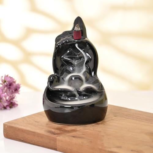 Image of Ceramic Backflow Smoke Fountain Incense Holder for Home Decor Gifts with 30 Smoke Cones by Craftam