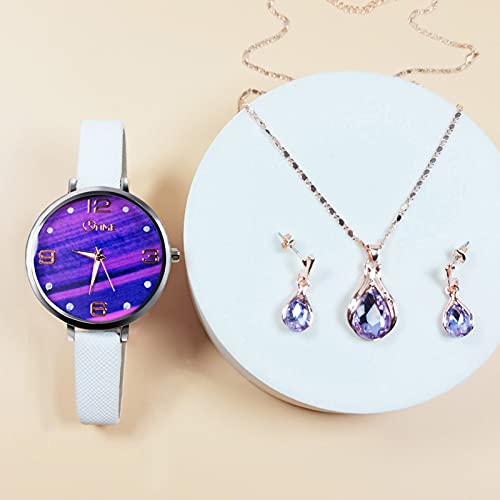 Moniss Conjunto de presente de 4 peças de colar de relógios femininos para mulheres, moda feminina,