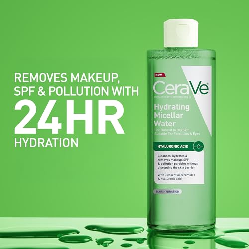 CeraVe Hydrating Micellar Water, Facial Cleanser & Makeup Remover with Hyaluronic Acid & Ceramides, 24h Hydration, Barrier Strengthening, Alcohol-Free, Fragrance-Free, Safe for Sensitive Skin, 13oz - Image 5