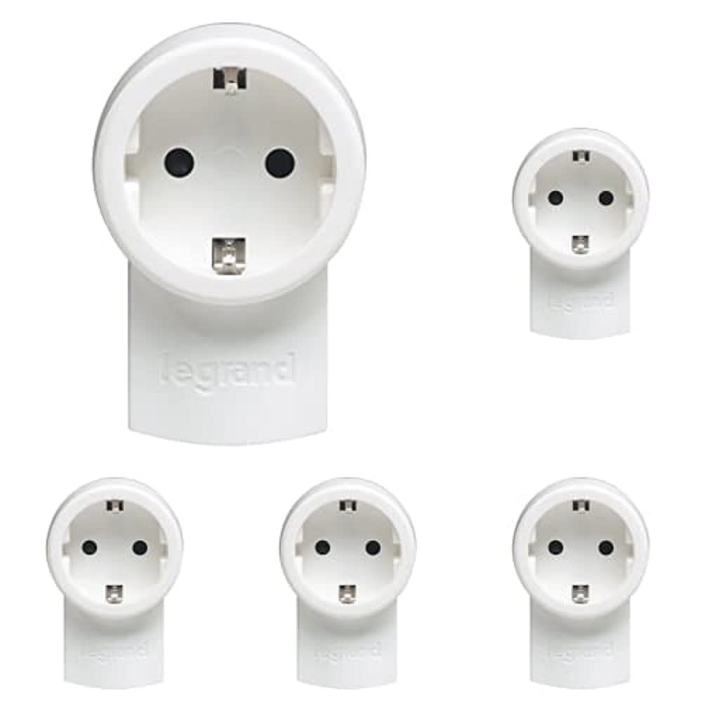 Legrand, Schutzkontakt-Stecker mit Steckdose (16A/230V), mit Kabelanschluss bis 3x1.5 mm², 050462, Packung mit 5
