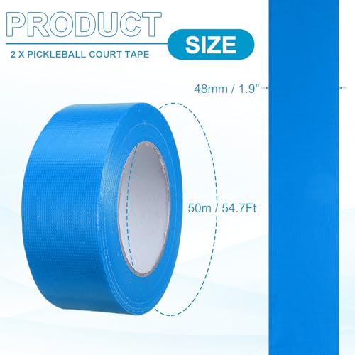 Image of PATIKIL Pickleball Court Tape 2 in x 55 Yard (164 Ft), 2 Pack Waterproof Outdoor Court Line Tape Floor Marking Tool Matte for Gym Driveway Backyard, Blue