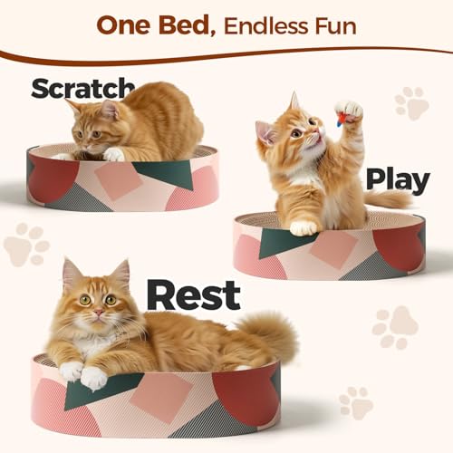 ComSaf Cat Scratcher Bed 17 x 13 in, Oval Cardboard Scratch Pad for Cats | Cat Scratching Board, Corrugated Cardboard, Shallow Bowl Shape, Furniture Protection, Indoor Cat Lounger, Claw Care - Image 7