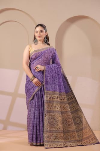 Image of TAMAIRA FASHION Mulmul Pure Cotton Saree For Woman Warli Printed |Office Wear Daily Wear Sarees For Women Without Blouse Piece(Available in 16 Colours)