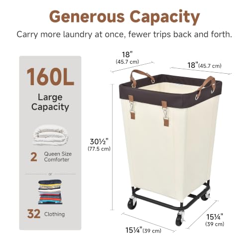 StorageWorks-160L-Laundry-Basket-with-Wheels-Rolling-Hampers-for-Clothing-Beige-Laundry-Basket-with-Wheels-Metal-Frame-Handles-Rolling-Hamper-for-Bedroom-Bathroom-Dorm-Hotel