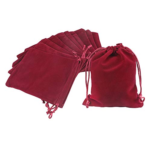 20 Stück Schmucksäckchen Samt, 12x15CM Geschenk Samtsäckchen, Weinrot Stoff Schmuckbeute für Schmuck und Hochzeit Party Geschenksäckchen Cover