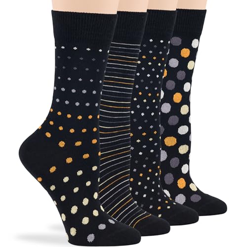 Image of Women's Cotton Crew Socks 4 Pairs Fun Gift for Her All-Day Comfort