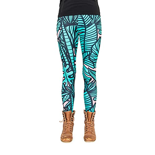 cosey Leggings con Stampa Floreale Colorata, Tropen Comic, Taglia Unica Donna