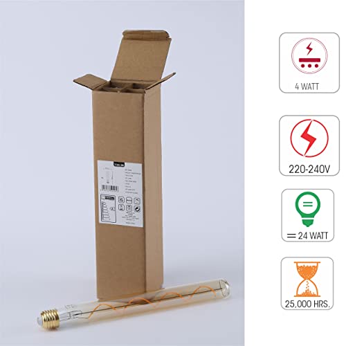 TEKLED T30 Filament Vintage DIMMABLE LED Bulbs | 300mm Tubular E27 Edison Screw | Energy Saving 4W Light Bulb 24W Equivalent | Amber 2400K 240LM | 4-Pack | Warm White - Image 3