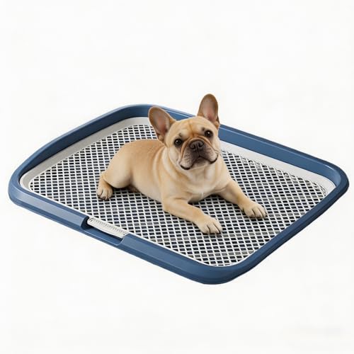 Dog Potty Tray with Guide Pillar, 25.6x19.7 Large Indoor Pet Pee Pad Holder, Heavy Duty Dog Litter Box, Removable & Washable Puppy Training Toilet for Housebreaking Supplies (navyblue)