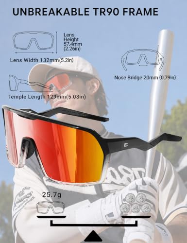 Image of BIRCEN Polarized Baseball Sunglasses for Sports: TR90 Lightweight Running Sunglasses Cycling Glasses for Outdoor Runners MTB