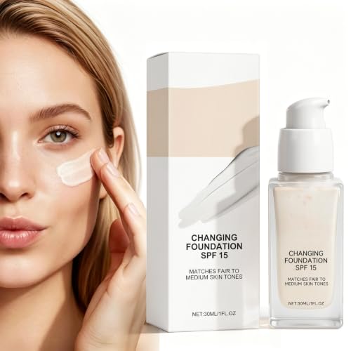 Color Changing Foundation for Mature Skin 2026 New 2-In-1 Hydrating Lightweight Liquid Foundations - Natural Glace for All Skin Tones