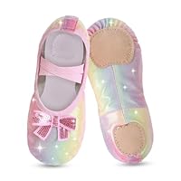 Ballettschuhe für Mädchen, Kleinkind Kinder Ballettschläppchen Glitter Design mit einem niedlichen Bogen geteilt Ballett Tanzschuhe