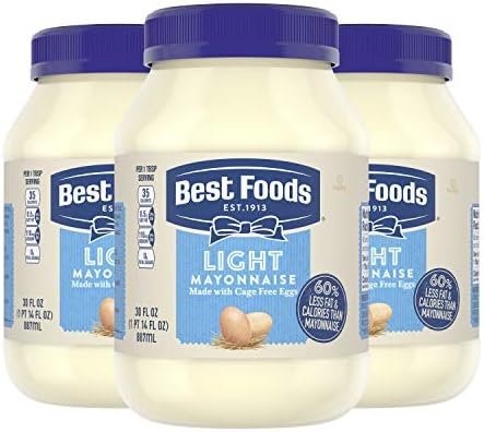 Best Foods Mayonnaise Light Mayo 3 Count For A Creamy Sandwich Spread or Condiment Made With 100% Cage-Free Eggs 30 oz