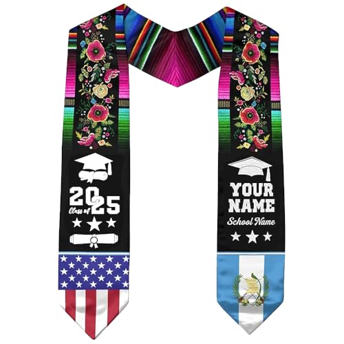 Godashop Personalized Guatemalan Graduation Sash, Guatemalan Stole, Guatemalan Stole for Graduation 2025,Guatemalan American Flag Graduation Sash 2025,Guatemalan Graduation Stole, Graduation Gift/4