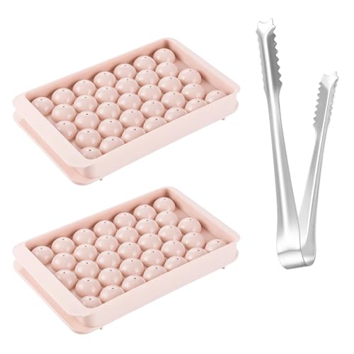 Mini Eiswürfelform, Runde Eiswürfelform, Eiswürfel Kugel, 3-teiliges Set Mit Pinkfarbenen 33 Fächern, 17x10 cm, 0,6 cm Dicke, Ideal Für Cocktails Und Getränke